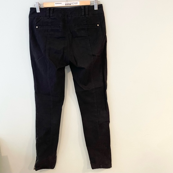 Anthropologie Pilcro Womens Moto Pants Black Ankle Zip Diamond Stitched size 2 - Picture 5 of 14